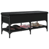 Panca Porta Scarpe Nera 102x42x45 cm in Legno Multistrato