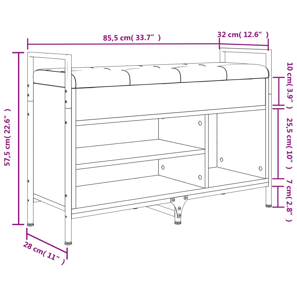 Panca Porta Scarpe Rovere Sonoma 85,5x32x57,5 cm