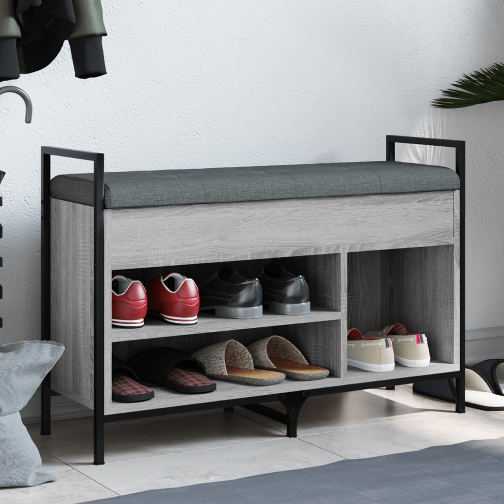 Panca Porta Scarpe Grigio Sonoma 85,5x32x57,5 cm