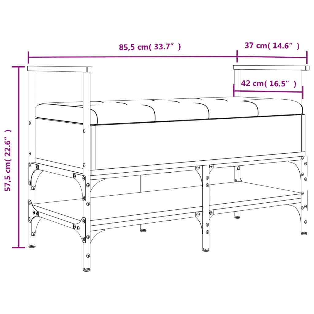 Panca Portaoggetti Nera 85,5x42x57,5 cm in Legno Multistrato