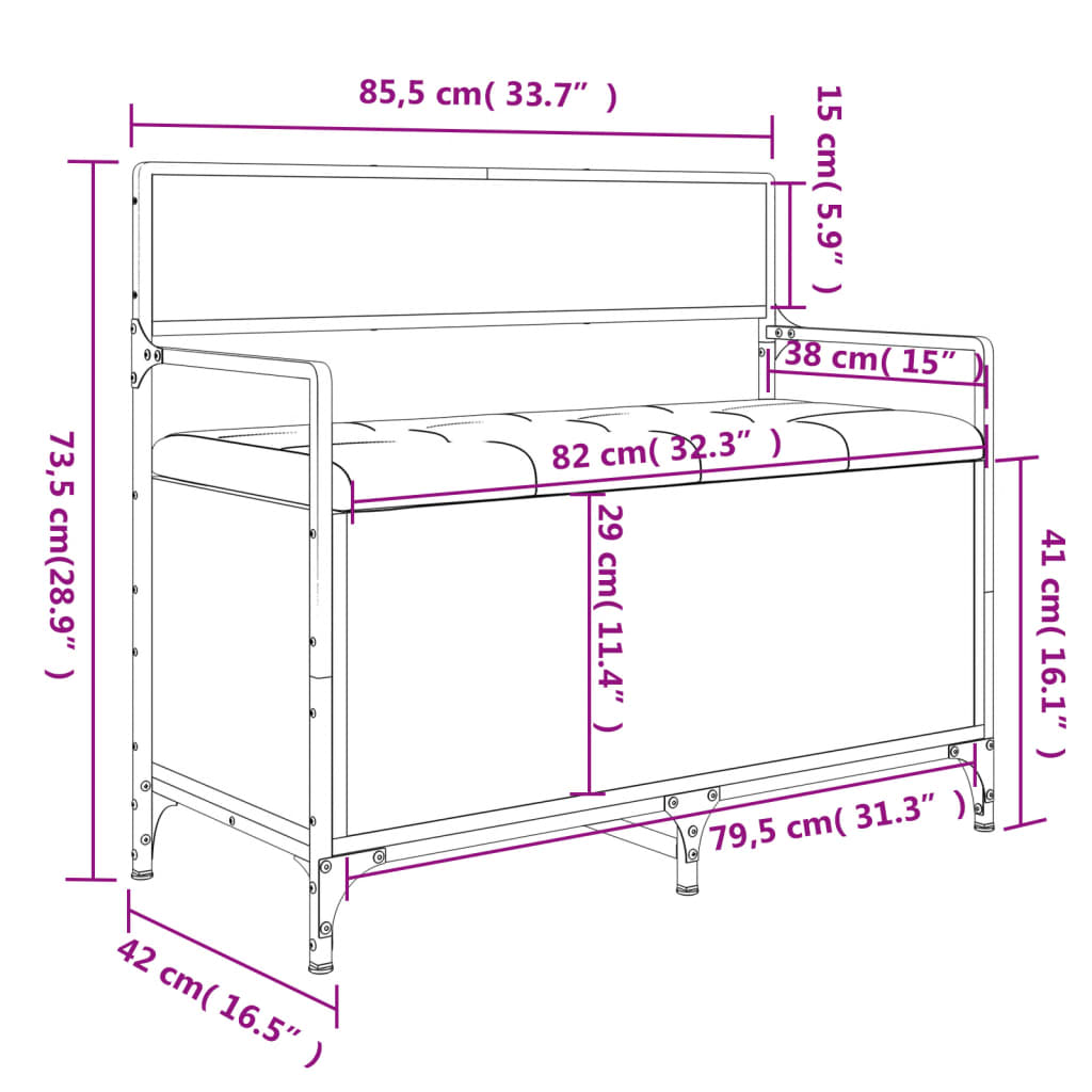 Panca Portaoggetti Rovere Marrone 85,5x42x73,5 cm Multistrato