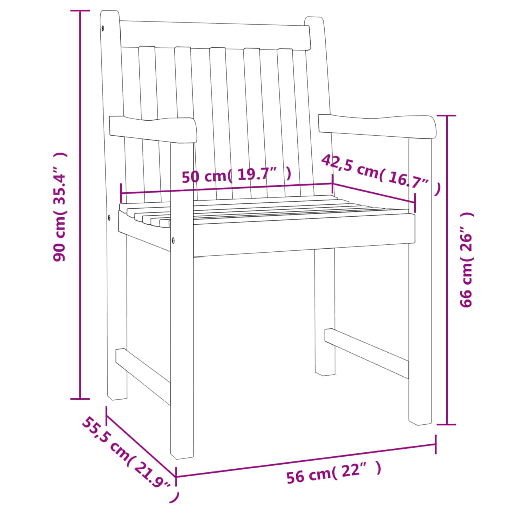 Sedie da Giardino 6 pz 56x55,5x90 cm Legno Massello di Acacia