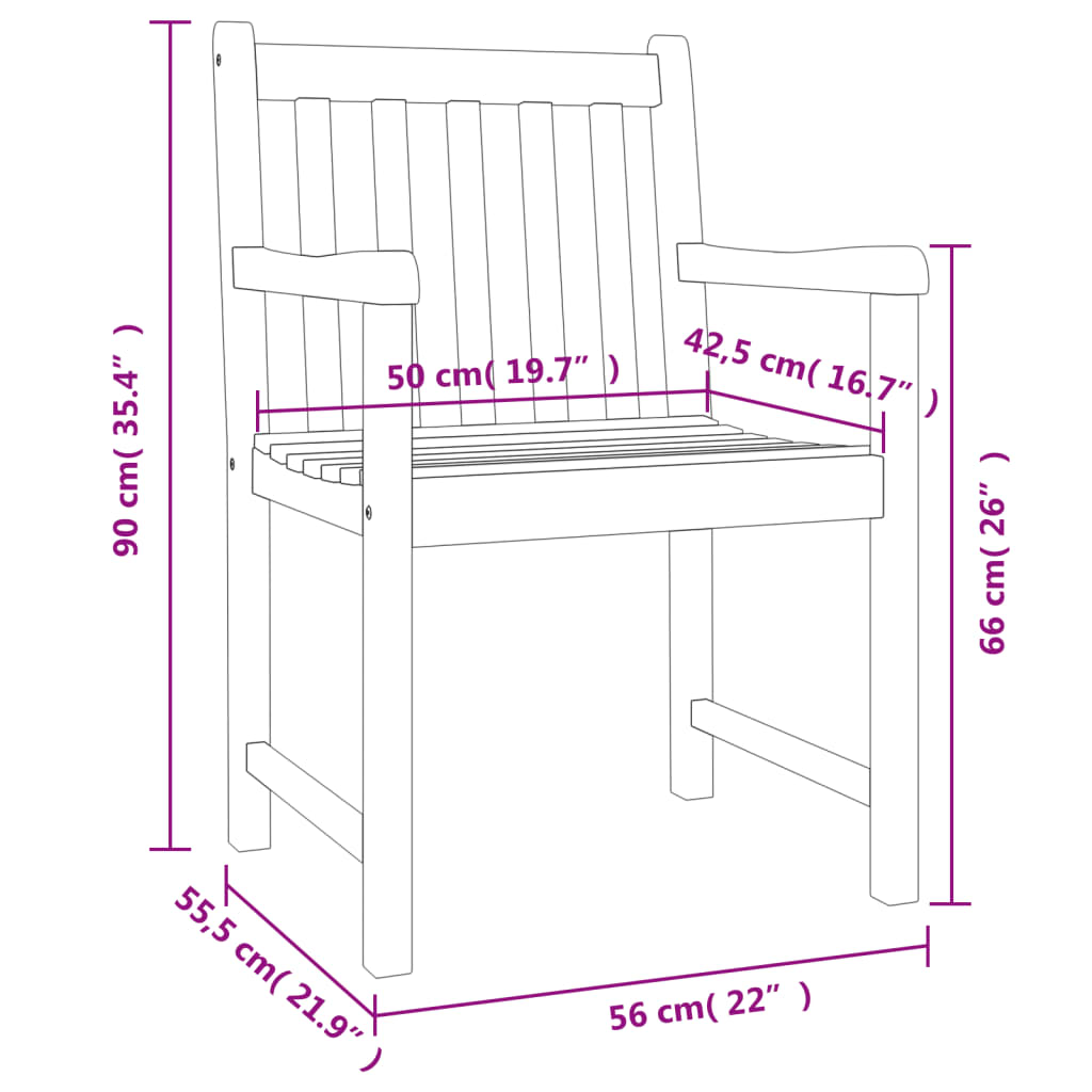 Sedie da Giardino 8 pz 56x55,5x90 cm Legno Massello di Acacia