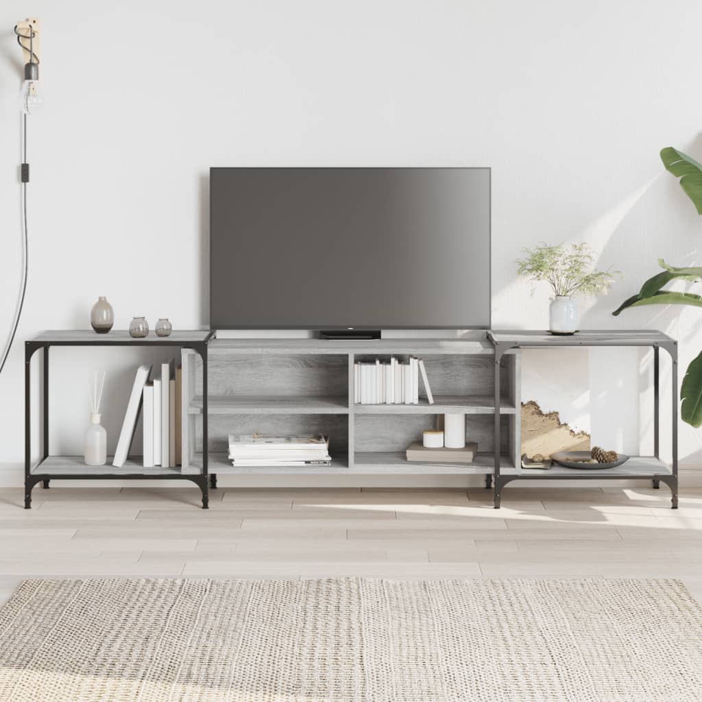 Mobile Porta TV Grigio Sonoma 203x37x50 cm in Legno Multistrato