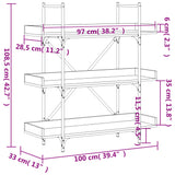 Libreria 3 Ripiani Rovere Fumo 100x33x108,5cm Legno Multistrato