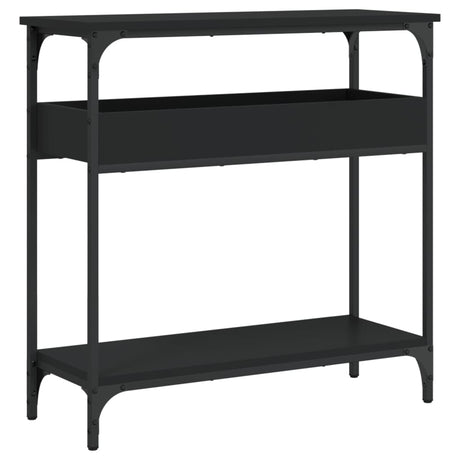 Tavolo Consolle con Ripiano Nero 75x29x75cm Legno Multistrato