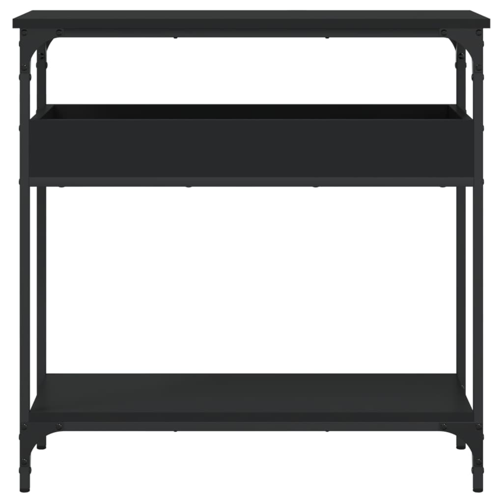 Tavolo Consolle con Ripiano Nero 75x29x75cm Legno Multistrato