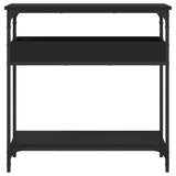 Tavolo Consolle con Ripiano Nero 75x29x75cm Legno Multistrato