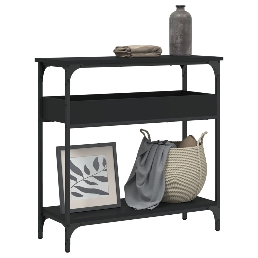 Tavolo Consolle con Ripiano Nero 75x29x75cm Legno Multistrato