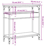 Tavolo Consolle e Ripiano Rovere Sonoma 75x29x75cm Multistrato