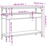 Tavolo Consolle con Ripiano Nero 100x29x75cm Legno Multistrato