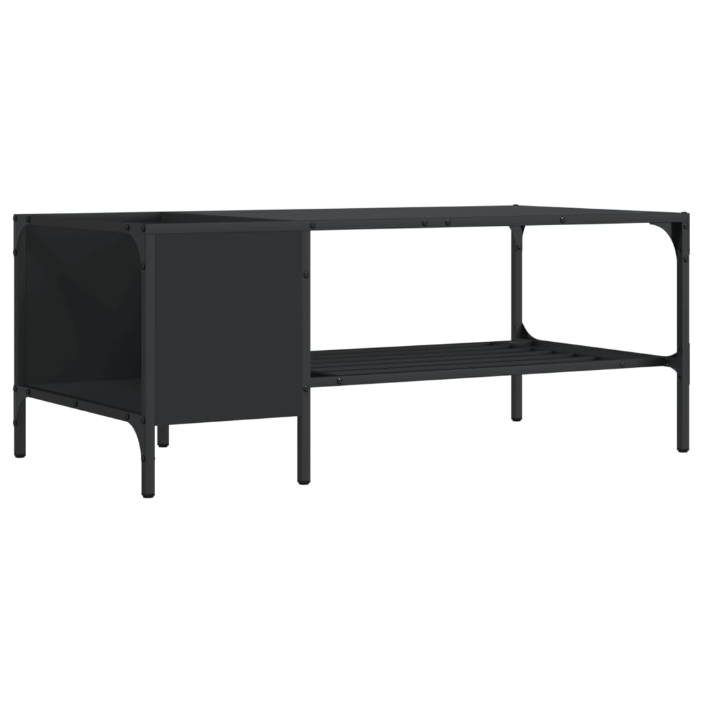 Tavolino Salotto con Ripiano Nero 100x51x40cm Legno Multistrato