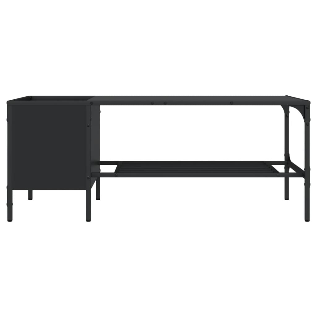 Tavolino Salotto con Ripiano Nero 100x51x40cm Legno Multistrato