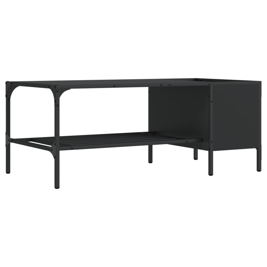 Tavolino Salotto con Ripiano Nero 100x51x40cm Legno Multistrato