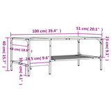 Tavolino Salotto con Ripiano Nero 100x51x40cm Legno Multistrato