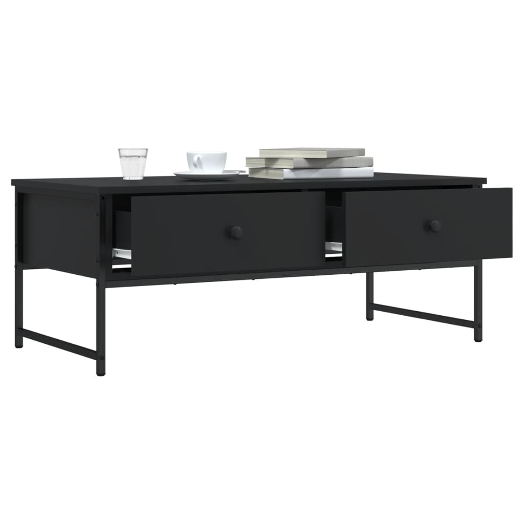 Tavolino da Salotto Nero 101x49x39,5 cm in Legno Multistrato