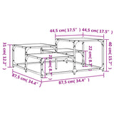 Tavolino da Salotto Nero 87,5x87,5x40 cm in Legno Multistrato