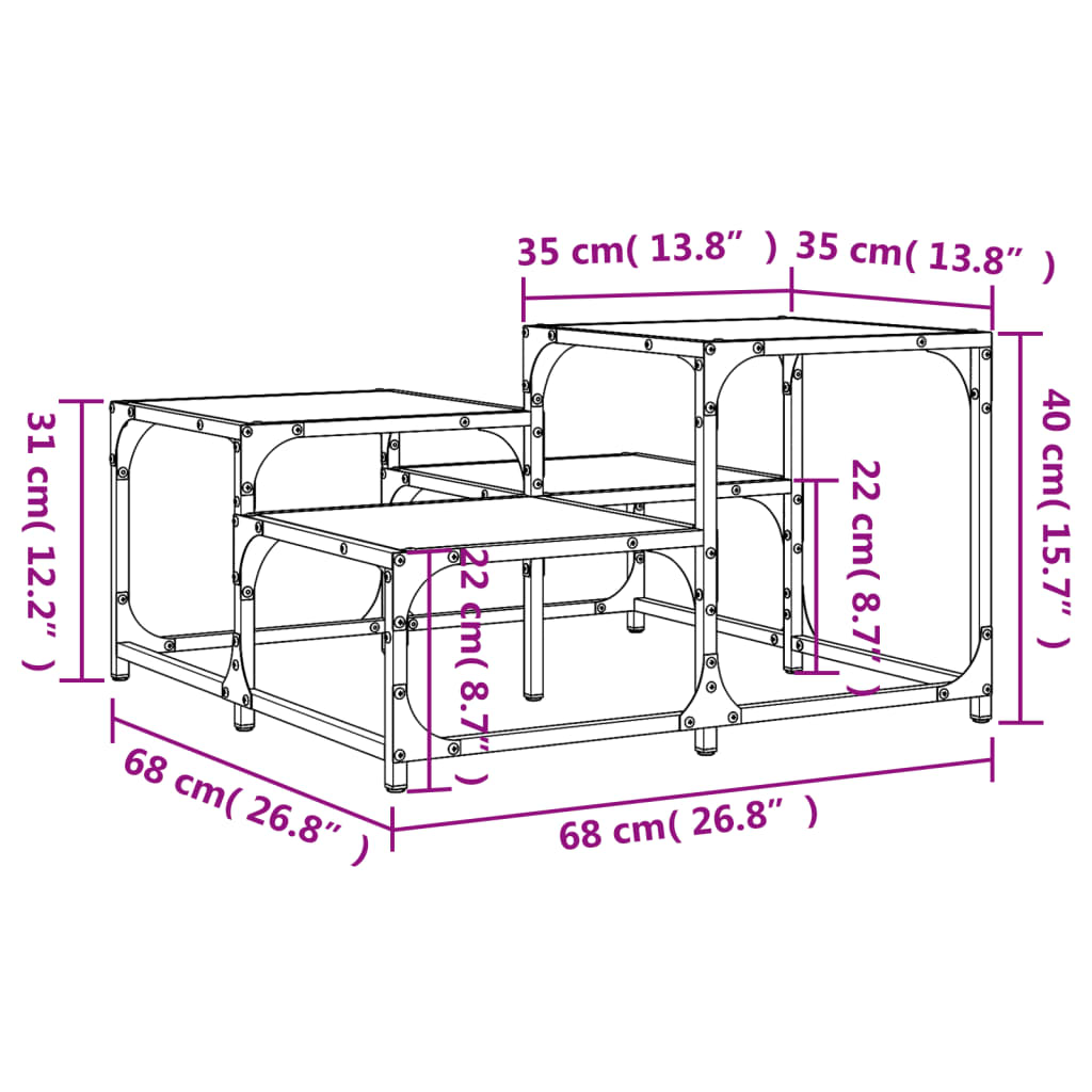 Tavolino da Salotto Nero 68x68x40 cm in Legno Multistrato