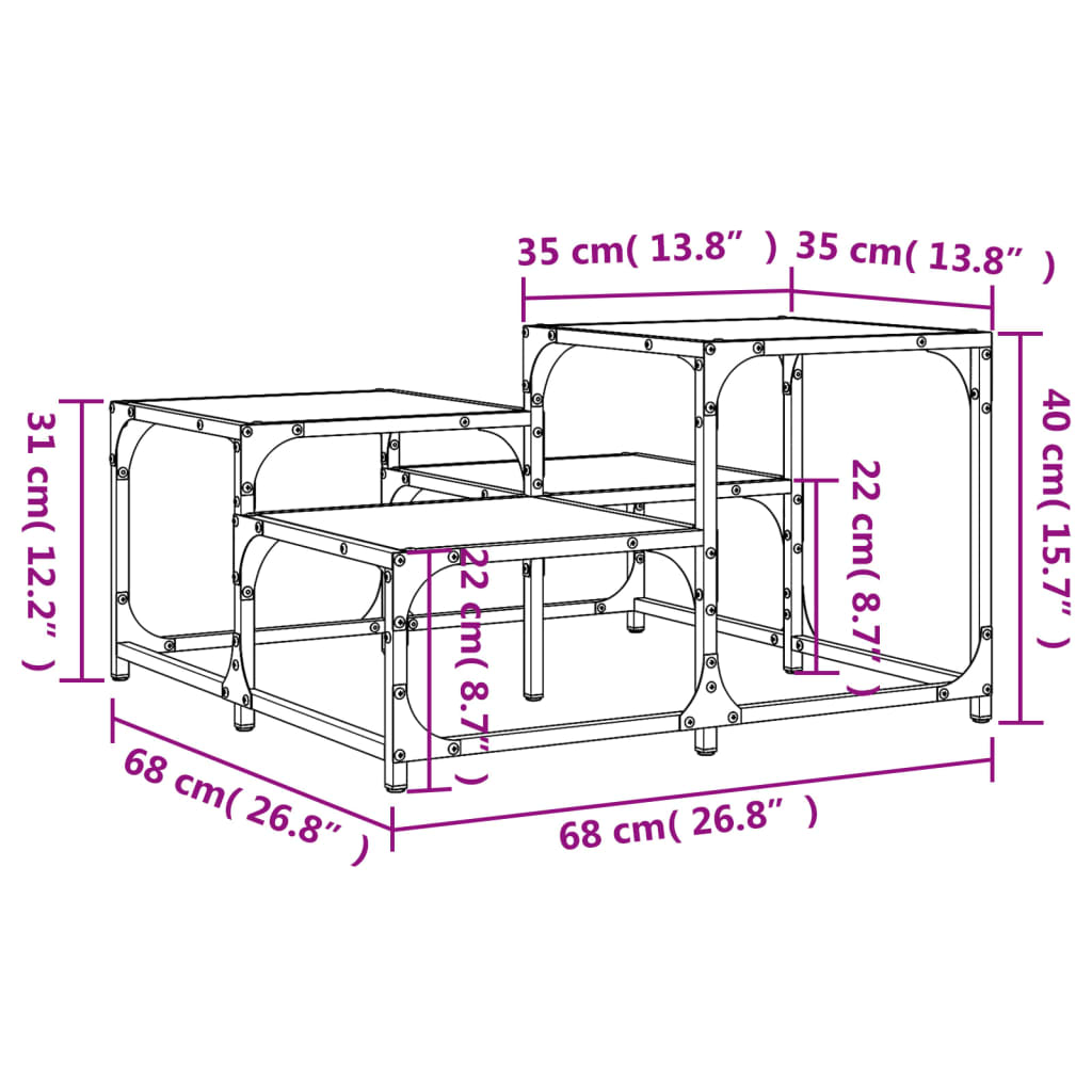 Tavolino da Salotto Grigio Sonoma 68x68x40 cm Legno Multistrato