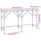 Tavolo Consolle Grigio Sonoma 140x29x75 cm in Legno Multistrato