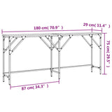 Tavolo Consolle Grigio Sonoma 180x29x75 cm in Legno Multistrato