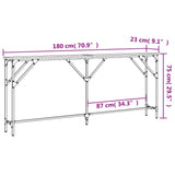 Tavolo Consolle Grigio Sonoma 180x23x75 cm in Legno Multistrato