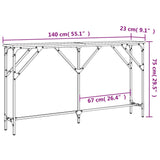 Tavolo Consolle Grigio Sonoma 140x23x75 cm in Legno Multistrato