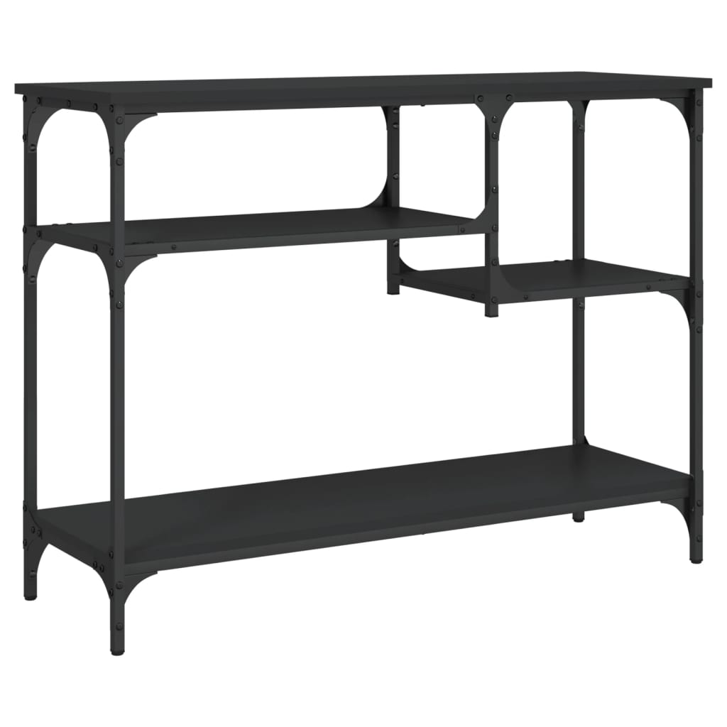 Tavolino Consolle con Ripiani Nero 100x35x75 cm