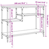 Tavolino Consolle con Ripiani Nero 100x35x75 cm