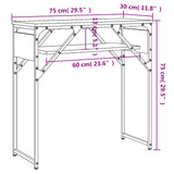 Tavolo Consolle con Ripiano Nero 75x30x75cm Legno Multistrato