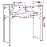 Tavolo Consolle Ripiano Grigio Sonoma 75x30x75cm Multistrato