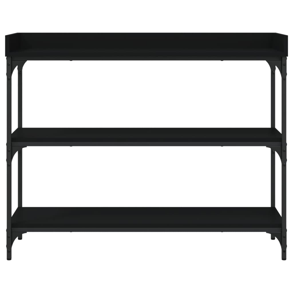 Tavolino Consolle con Ripiani Nero 100x30x80 cm