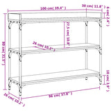 Tavolino Consolle con Ripiani Nero 100x30x80 cm