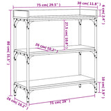 Tavolino Consolle con Ripiani Nero 75x30x80 cm