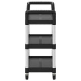 Carrello a 3 Ripiani Nero 77x34x72 cm in Alluminio