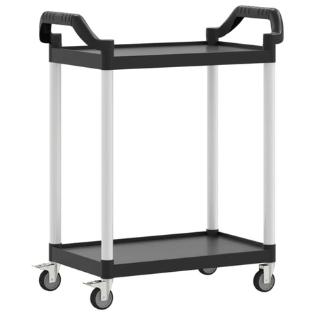 Carrello a 2 Ripiani Nero 81x41x92 cm in Alluminio