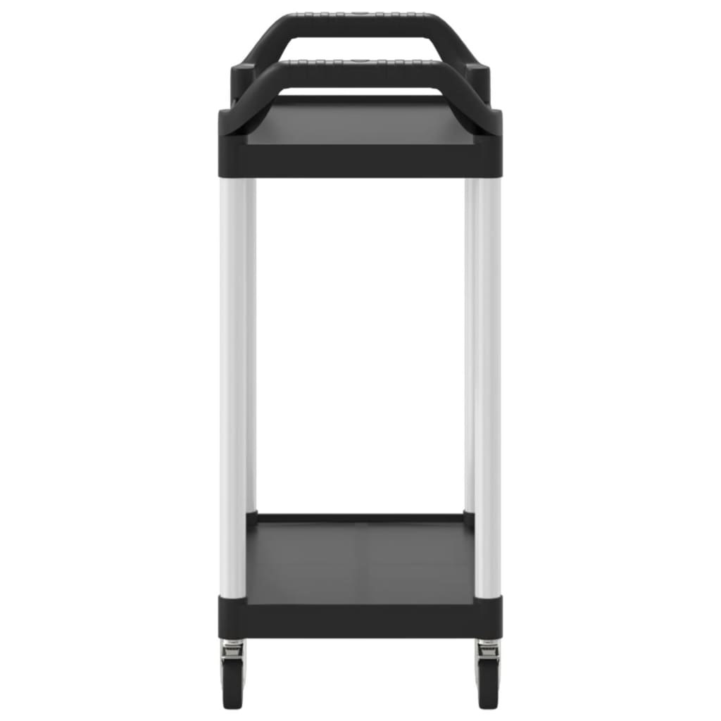 Carrello a 2 Ripiani Nero 81x41x92 cm in Alluminio