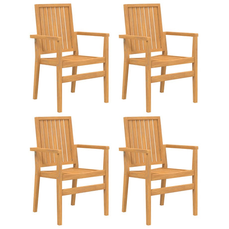 Sedie da Giardino Impilabili 4 pz 56,5x57,5x91 cm Massello Teak