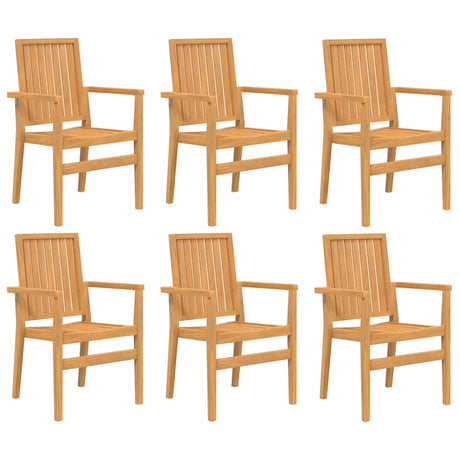 Sedie da Giardino Impilabili 6 pz 56,5x57,5x91 cm Massello Teak