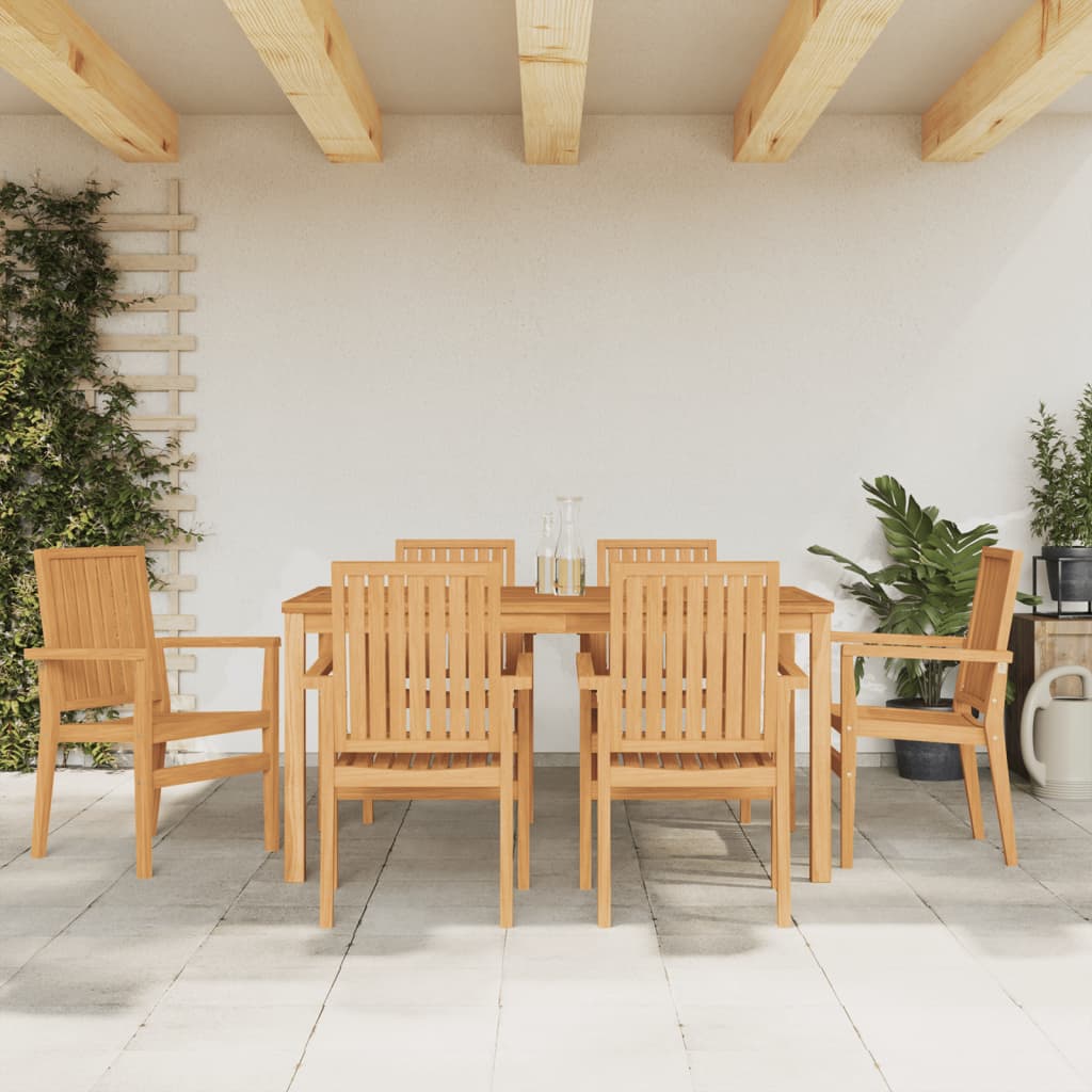 Sedie da Giardino Impilabili 6 pz 56,5x57,5x91 cm Massello Teak