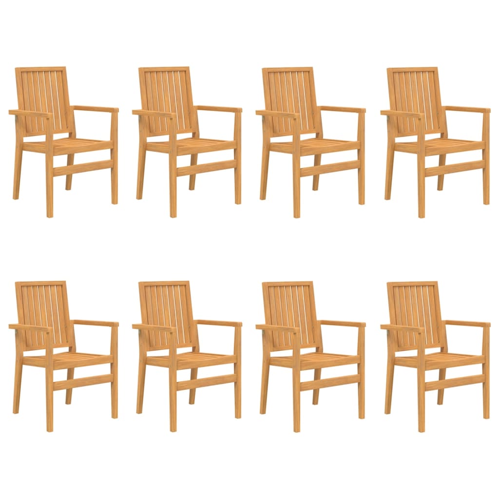 Sedie da Giardino Impilabili 8 pz 56,5x57,5x91 cm Massello Teak