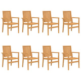 Sedie da Giardino Impilabili 8 pz 56,5x57,5x91 cm Massello Teak