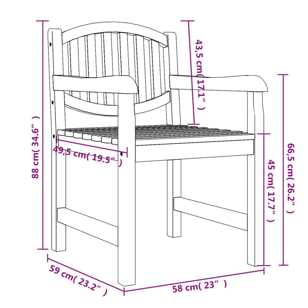 Sedie da Giardino 6 pz 58x59x88 cm in Legno Massello di Teak