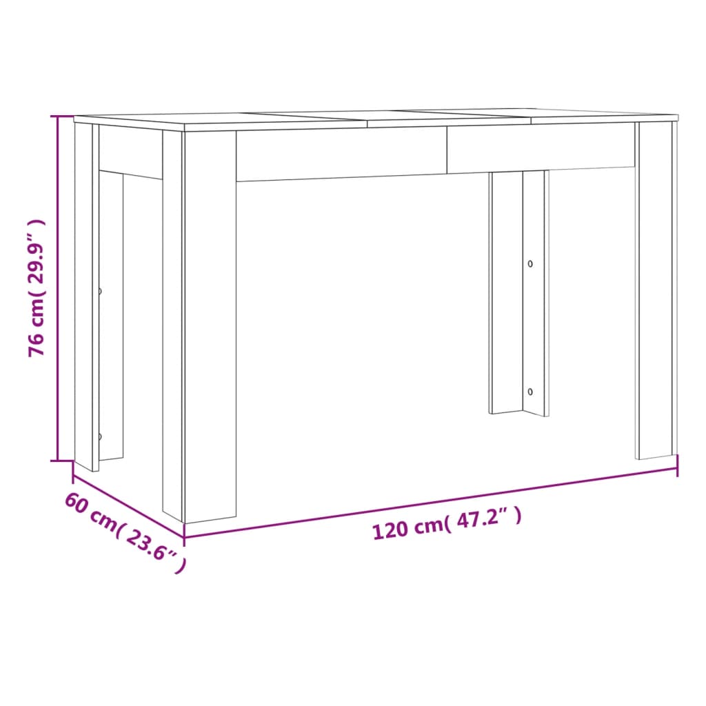 Tavolo da Pranzo Rovere Fumo 120x60x76 cm Legno Multistrato