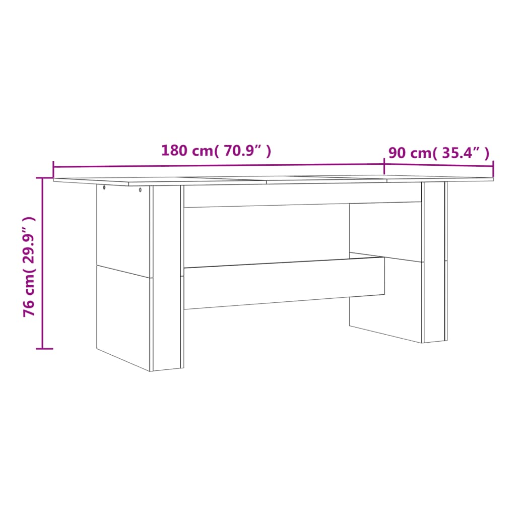 Tavolo da Pranzo Rovere Fumo 180x90x76 cm Legno Multistrato