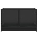 Mobile Porta TV con Ante in Vetro Nero 68x37x42 cm