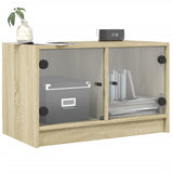 Mobile Porta TV con Ante in Vetro Rovere Sonoma 68x37x42 cm