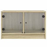 Mobile Porta TV con Ante in Vetro Rovere Sonoma 68x37x42 cm