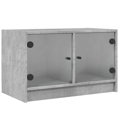 Mobile Porta TV con Ante in Vetro Grigio Cemento 68x37x42 cm