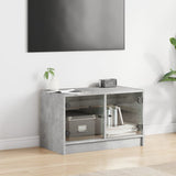 Mobile Porta TV con Ante in Vetro Grigio Cemento 68x37x42 cm